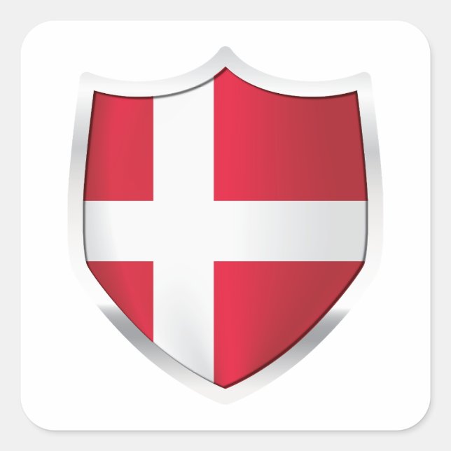 Denmark Silver Shield Flag Square Sticker (Front)