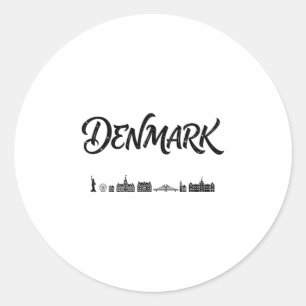 Denmark Skyline Travel Vacation Outfits Classic Round Sticker