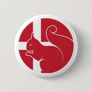Denmark Squirrel Danish National Animal Flag 2 Inch Round Button
