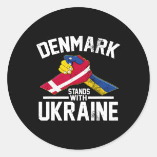 Denmark Stands With Ukraine Ukrainian Danish Flag Classic Round Sticker