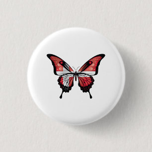 Denmark Swallowtail Butterfly Flag Sticker 1 Inch Round Button