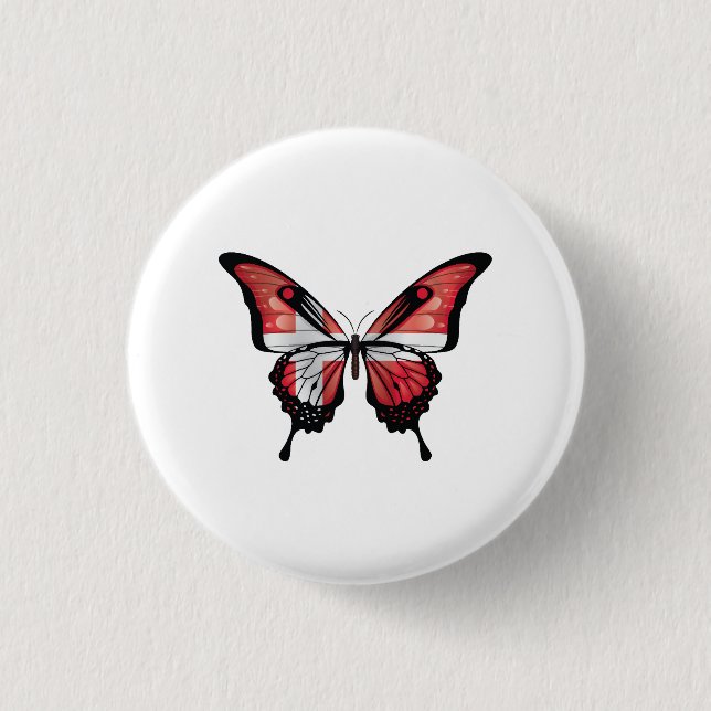 Denmark Swallowtail Butterfly Flag Sticker 1 Inch Round Button (Front)