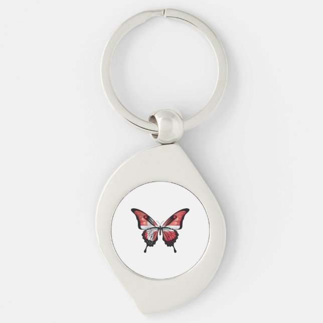 Denmark Swallowtail Butterfly Flag Sticker Keychain (Front)