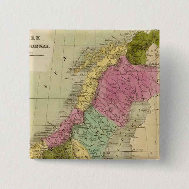 Denmark, Sweden and Norway 2 Inch Square Button (Front)