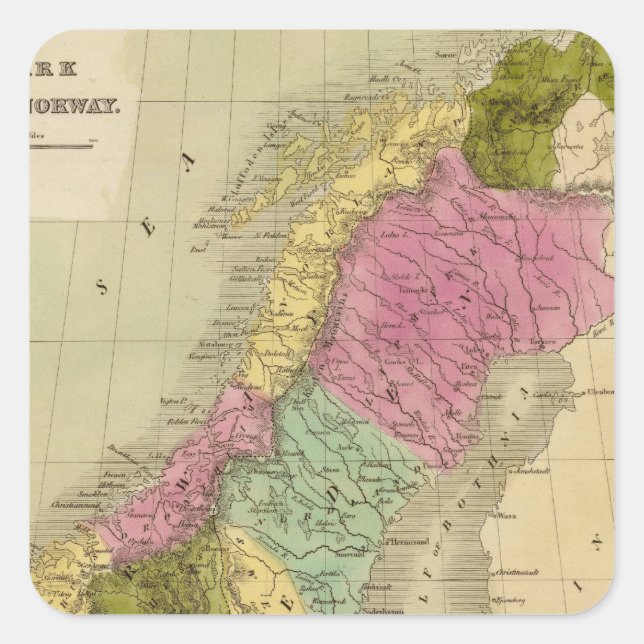 Denmark, Sweden and Norway Square Sticker (Front)
