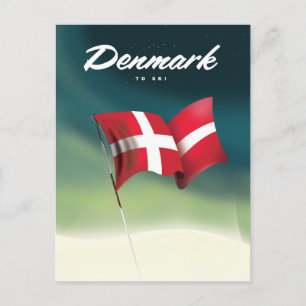 Denmark "To ski" Travel poster Postcard