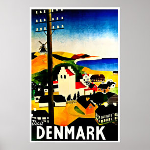 Denmark Travel Poster Danish Art City Print