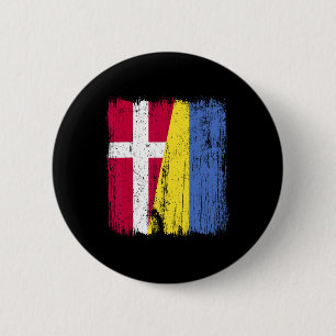 Denmark Ukraine Half Flag Danish Ukrainian Heritag 2 Inch Round Button