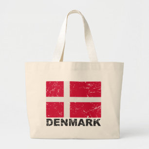 Denmark Vintage Flag Large Tote Bag