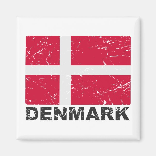 Denmark Vintage Flag Magnet (Front)