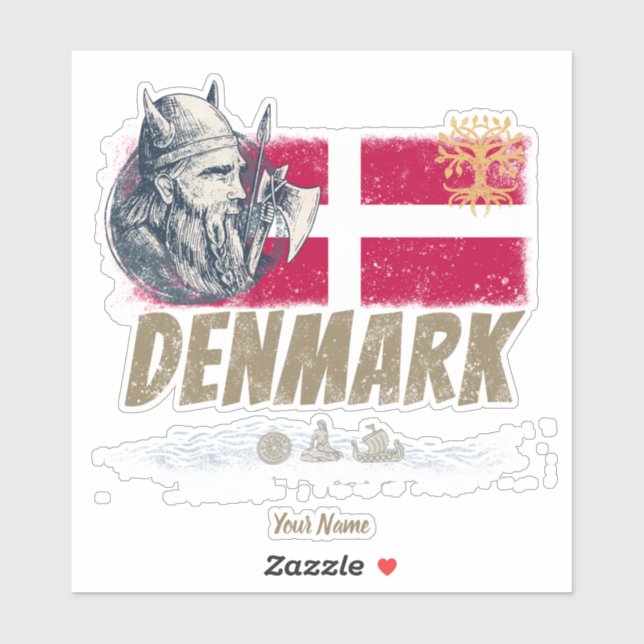 Denmark vintage flag viking and ship souvenir (Sheet)