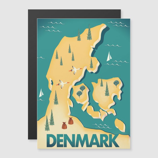 Denmark Vintage style map travel poster (Front/Back)