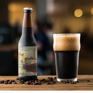 Denmark Vintage Travel Poster customizable Beer Bottle Label