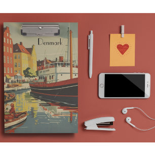Denmark Vintage Travel Poster customizable Clipboard
