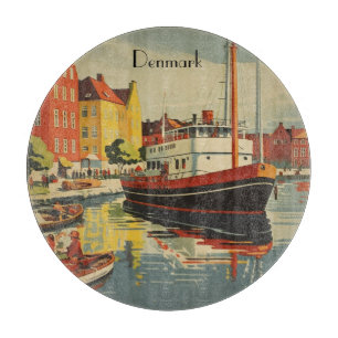 Denmark Vintage Travel Poster customizable Cutting Board