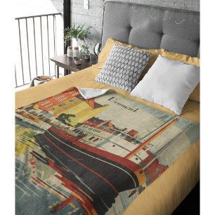 Denmark Vintage Travel Poster customizable Fleece Blanket