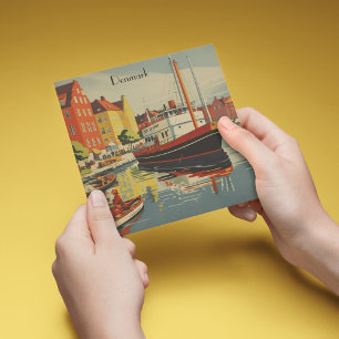 Denmark Vintage Travel Poster customizable Holiday Card