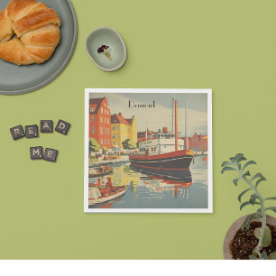 Denmark Vintage Travel Poster customizable Napkin