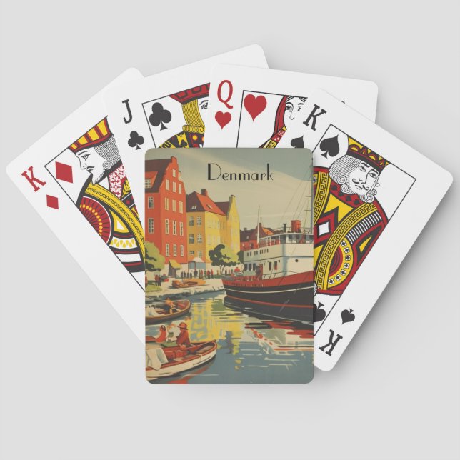 Denmark Vintage Travel Poster customizable Playing Cards (Back)