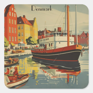 Denmark Vintage Travel Poster customizable Square Sticker