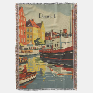 Denmark Vintage Travel Poster customizable Throw Blanket