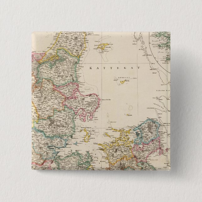 Denmark with inset map of Iceland 2 Inch Square Button (Front)