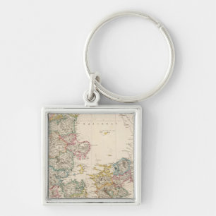 Denmark with inset map of Iceland Keychain