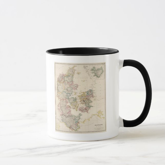 Denmark with inset map of Iceland Mug (Right)