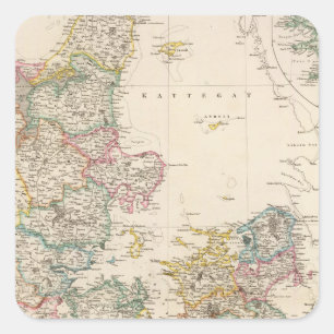 Denmark with inset map of Iceland Square Sticker