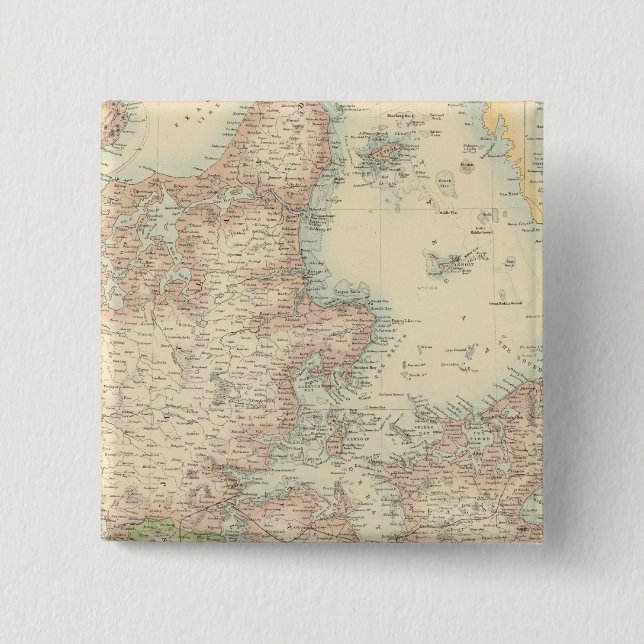 Denmark with Schleswig and Holstein 2 Inch Square Button (Front)