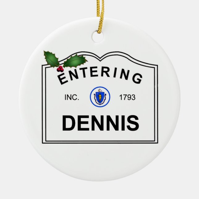 Dennis MA Ceramic Ornament (Front)