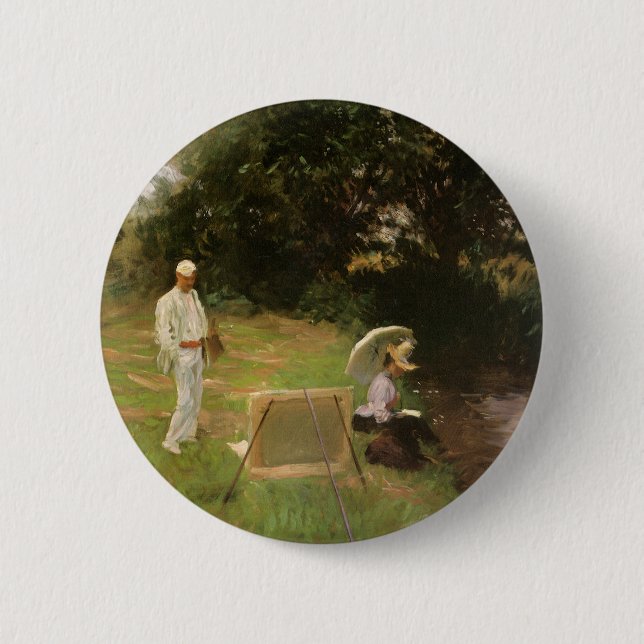 Dennis Miller Bunker Painting at Calcot by Sargent 2 Inch Round Button (Front)