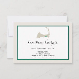 Dennis Port Cape Cod with heart   Reception Invitation