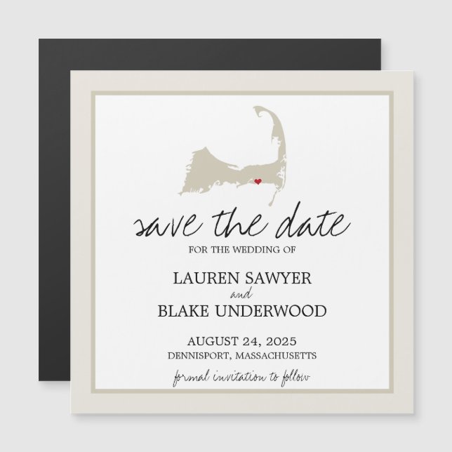 Dennisport Cape Cod Wedding Save the Date Magnetic Invitation (Front/Back)
