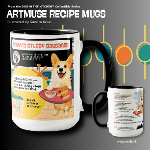DENNY'S STUBBY SAUSAGES Corgi Art Muse Recipe  Mug