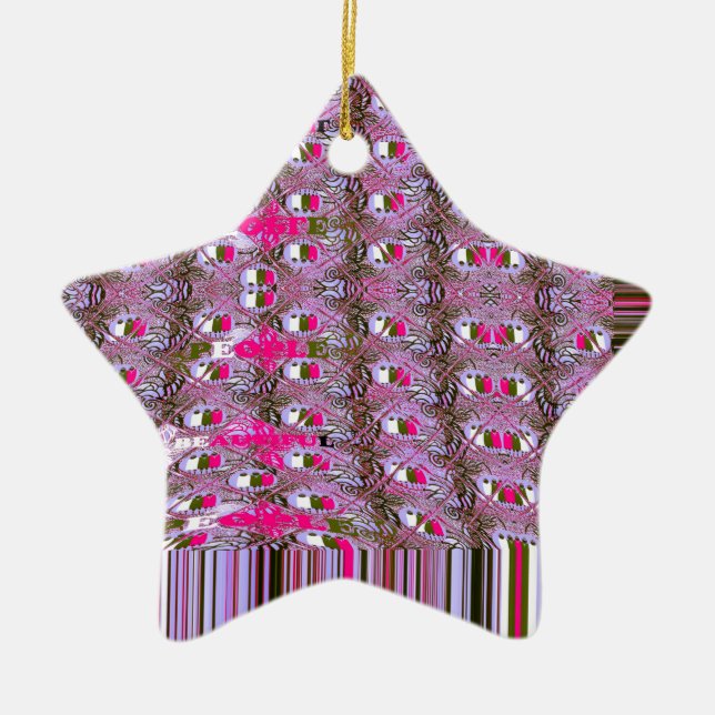 Dense and Intricate Abstract Pattern Art Print Ceramic Ornament (Front)