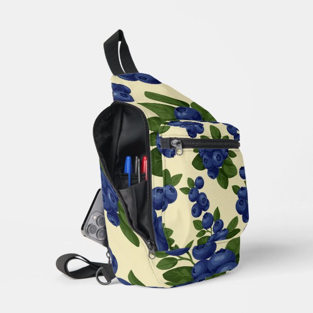 Dense Blueberry Seamless Pattern  Sling Bag (Open)