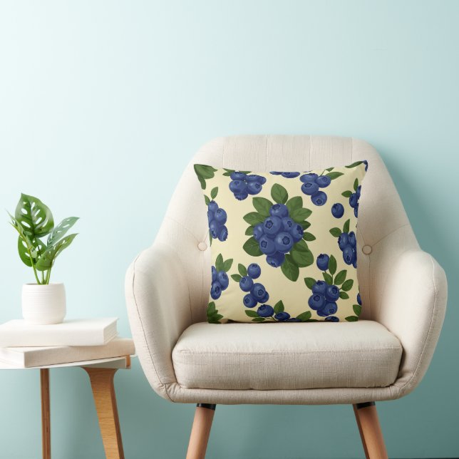 Dense Blueberry Seamless Pattern  Throw Pillow (Chair)