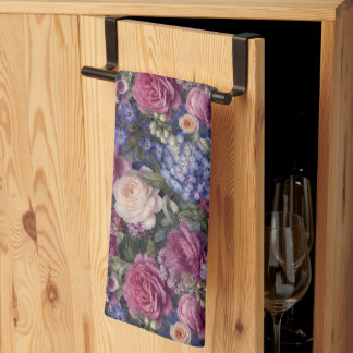 Dense English Garden Floral Arrangement Kitchen Towel