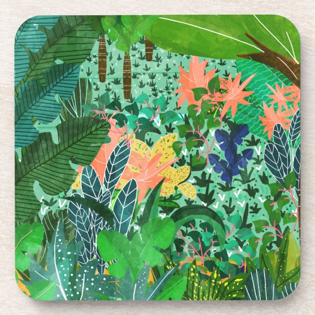 Dense Forest | Colourful Jungle Botanical Nature  Coaster (Front)