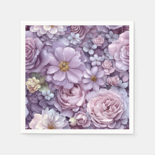 Dense Pastel Pink and Purple Botanical Art Napkin
