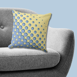 Density Regular Blue Yellow Halftone Dots Throw Pillow