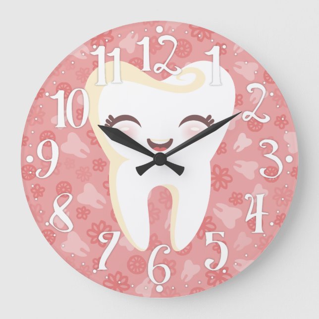Dent mignonne - horloge murale rose (Recto)