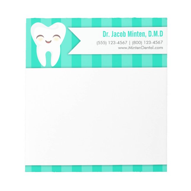 Dent mignonne - Turquoises bandes Bloc-notes perso (Devant)