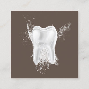 Dental 3D Tooth Professional Brown Dentist Office Square Business Card