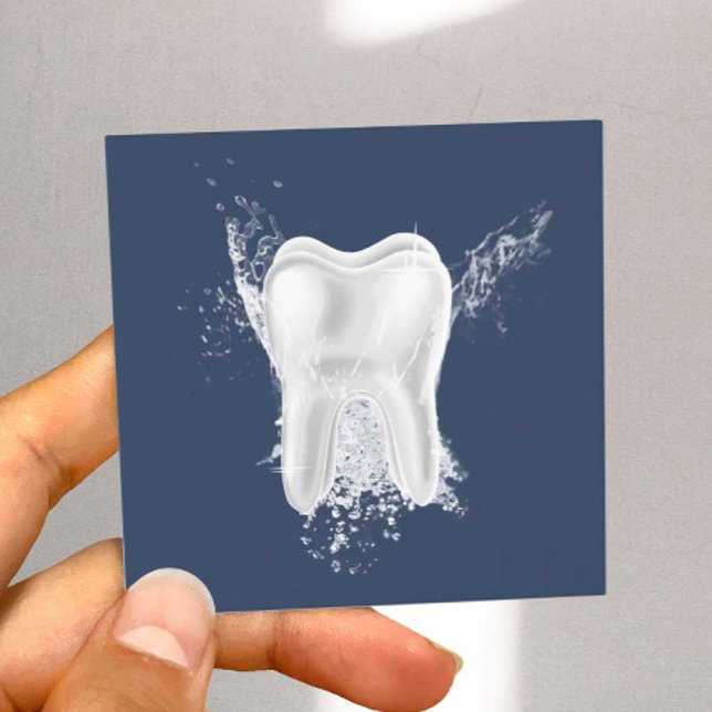 Dental 3D Tooth Professional Navy Blue Dentist Square Business Card (Creator Uploaded)