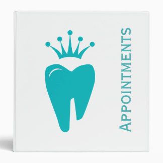 Dental Appointment Book Cute Crown Tooth Logo Blue Binder