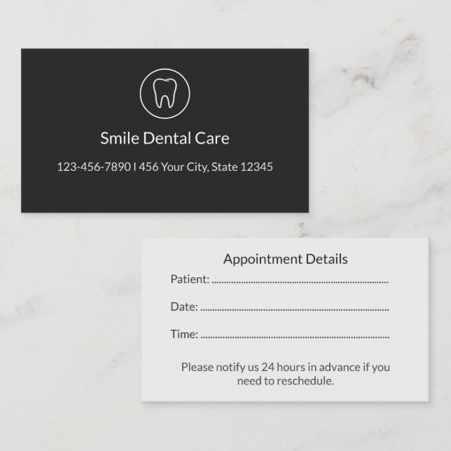 Dental Appointment Card for Medical Clinics (Front/Back)