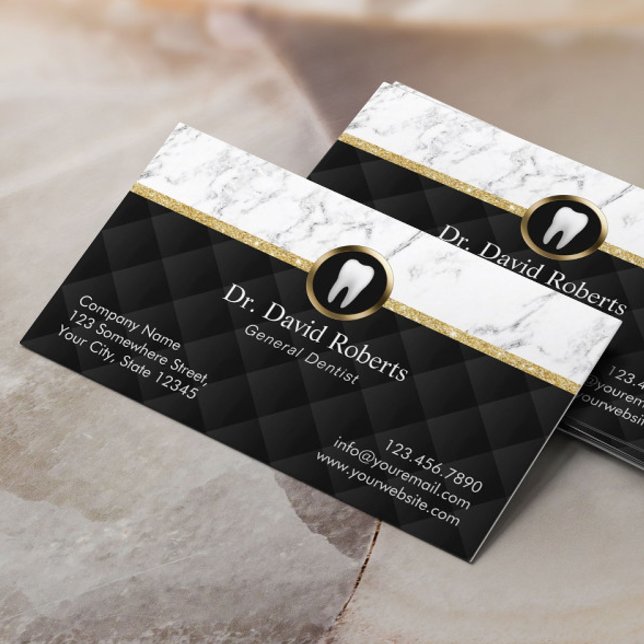 Dental Appointment Modern Marble Luxury Dentist Card (Creator Uploaded)