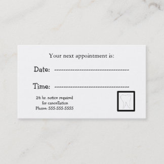 Dental Appointment Notice Card